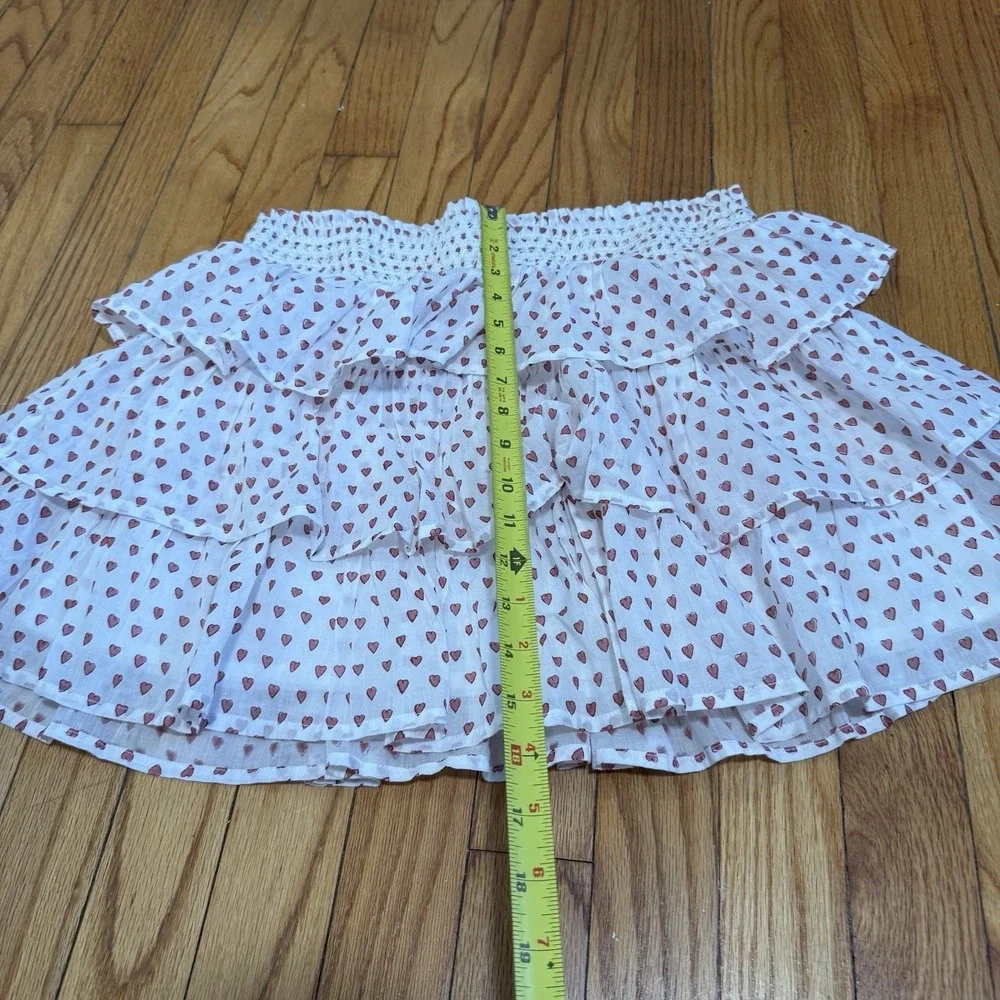 Roller Rabbit Hearts Siggy Tiered Ruffle Smocked Waist Mini Skirt Size Small - Picture 7 of 8